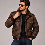 Men's Genuine Goatskin Leather Bomber Jacket – A-2 Flight Aviator Jacket