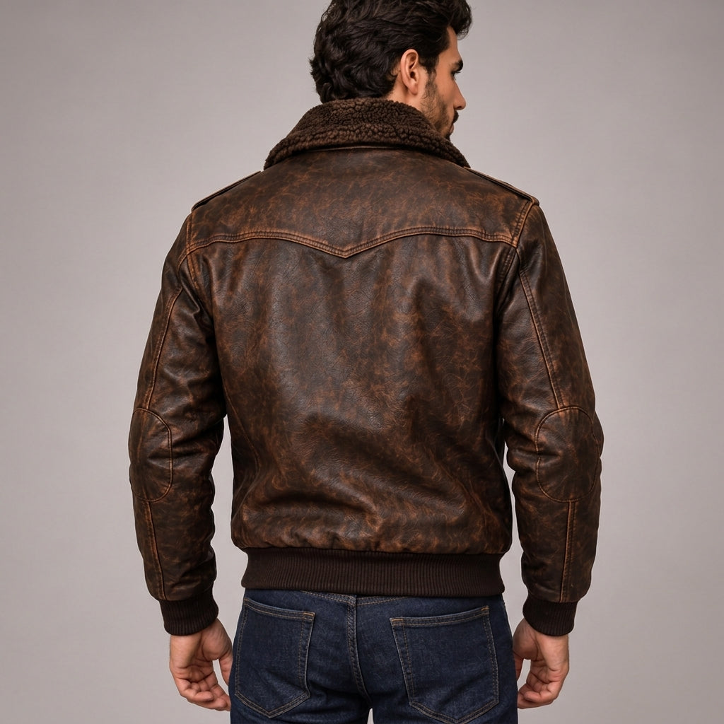 Men's Genuine Goatskin Leather Bomber Jacket – A-2 Flight Aviator Jacket