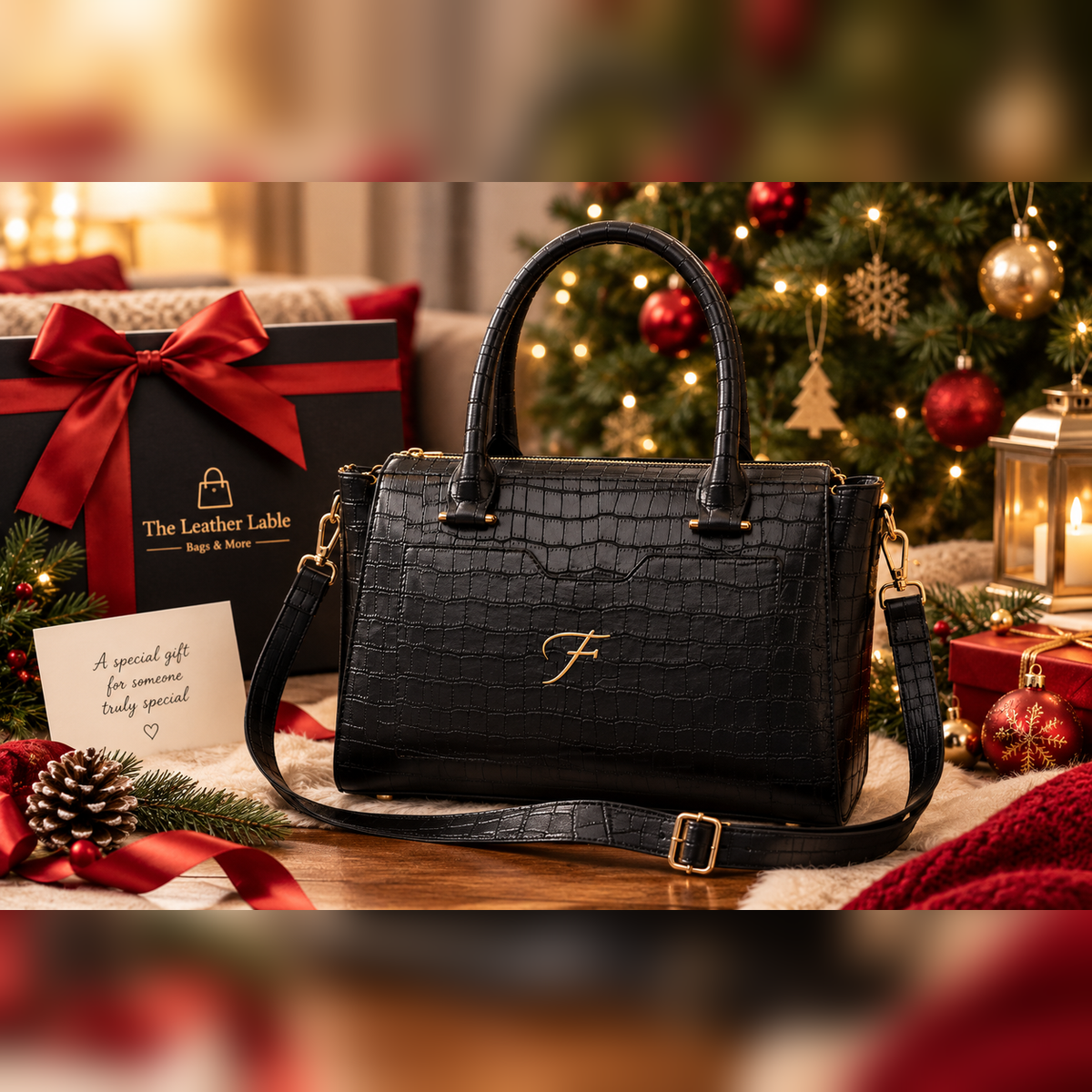 Black Genuine Leather Ladies Bag – Elegant Handbag & Shoulder Bag