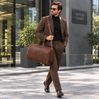 Genuine Leather Travel Bag, Brown Crocodile Weekender Duffel, Overnight Bag