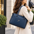 Personalized Leather Ladies Bag, Custom Letter Handbag, Bue Leather Shoulder Bag