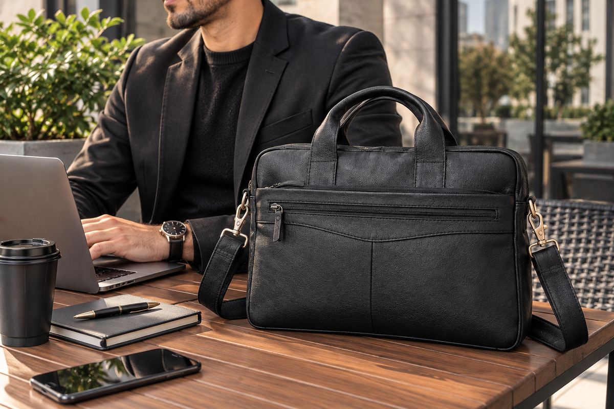 Genuine Cow Leather Laptop Bag, Leather Briefcase, Business Work Bag, Laptop Messenger Bag