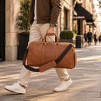 Leather Duffle Bag, Brown Genuine Leather Weekender, Travel Holdall, Overnight Bag