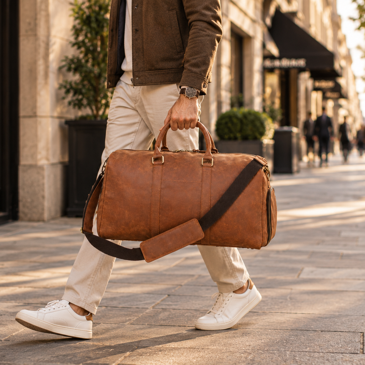 Leather Duffle Bag, Brown Genuine Leather Weekender, Travel Holdall, Overnight Bag