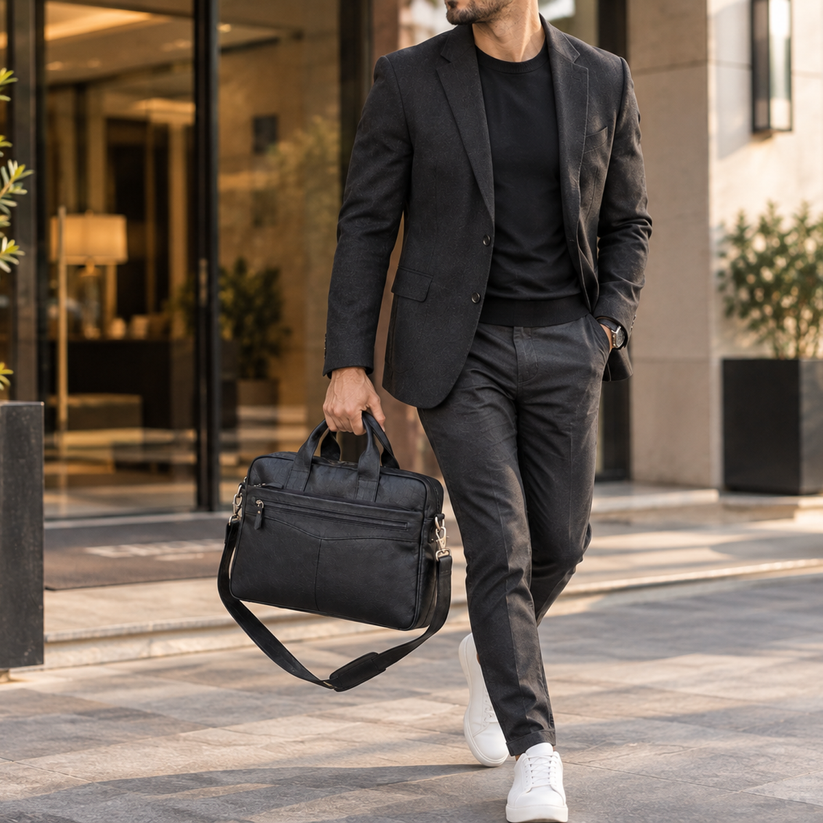 Genuine Cow Leather Laptop Bag, Leather Briefcase, Business Work Bag, Laptop Messenger Bag