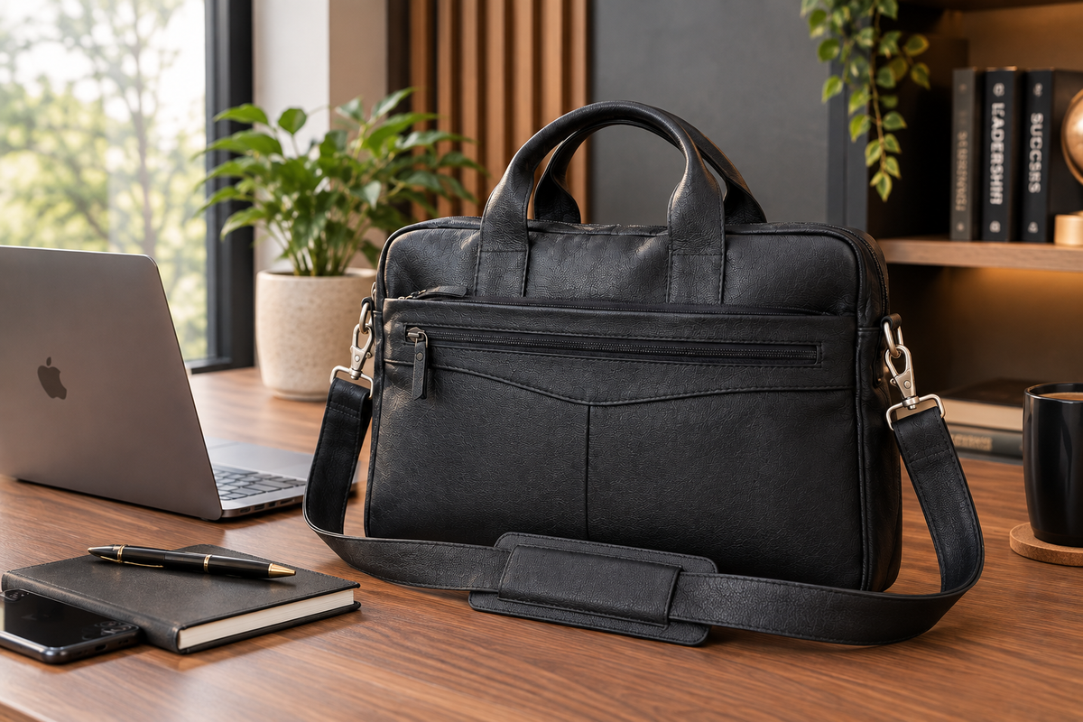 Genuine Cow Leather Laptop Bag, Leather Briefcase, Business Work Bag, Laptop Messenger Bag