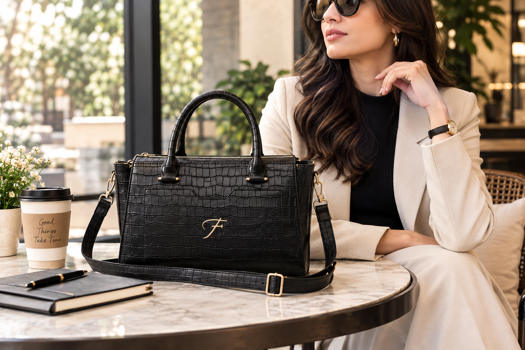 Black Genuine Leather Ladies Bag – Elegant Handbag & Shoulder Bag