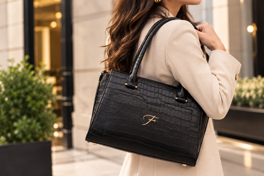 Black Genuine Leather Ladies Bag – Elegant Handbag & Shoulder Bag