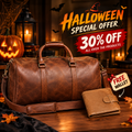 Genuine Leather Duffle Bag, Travel Weekender, Overnight Bag (Free Wallet)